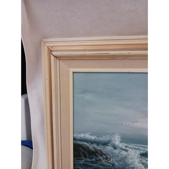 Ocean Waves Oil Painting 17x21 Framed Signed Original Canvas Sea by W. DAWSON - Picture 13 of 16